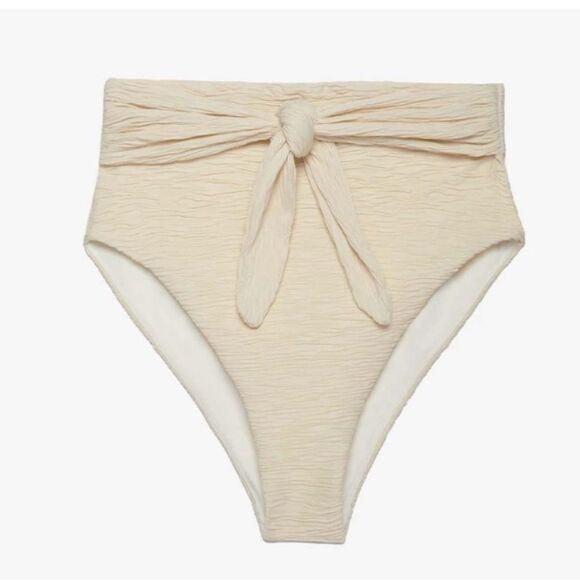 NEW Mara Hoffman Goldie Textured High Waist Swim Bikini Bottoms Cream Size 3X - Picture 1 of 6